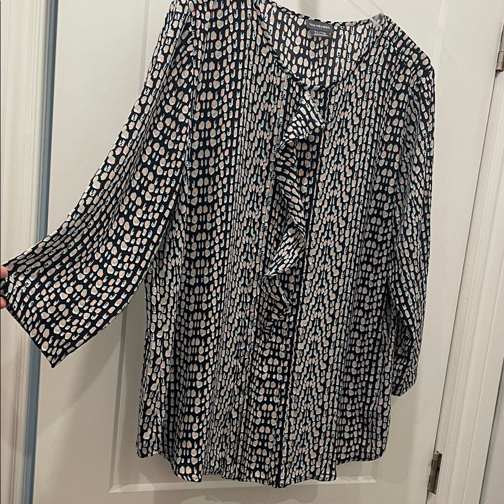 Van Heusen Navy and Pink Patterned Blouse